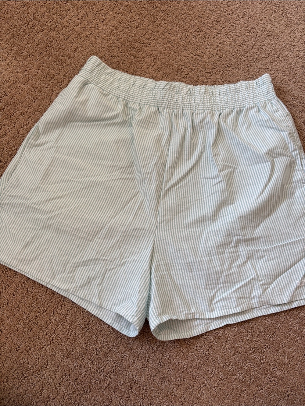 Djerf Avenue Green and White Breezy Shorts